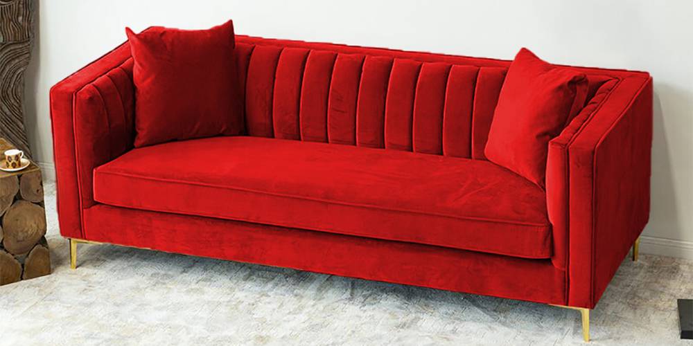 Tuxedo Fabric Sofa (Red) by Urban Ladder - - 