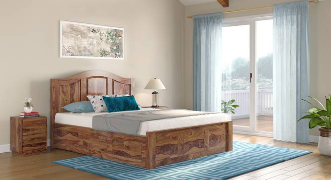 Ballito Solid Wood Box Storage Bed (Teak Finish, King Bed Size) by Urban Ladder - Front View Design 1 - 633098