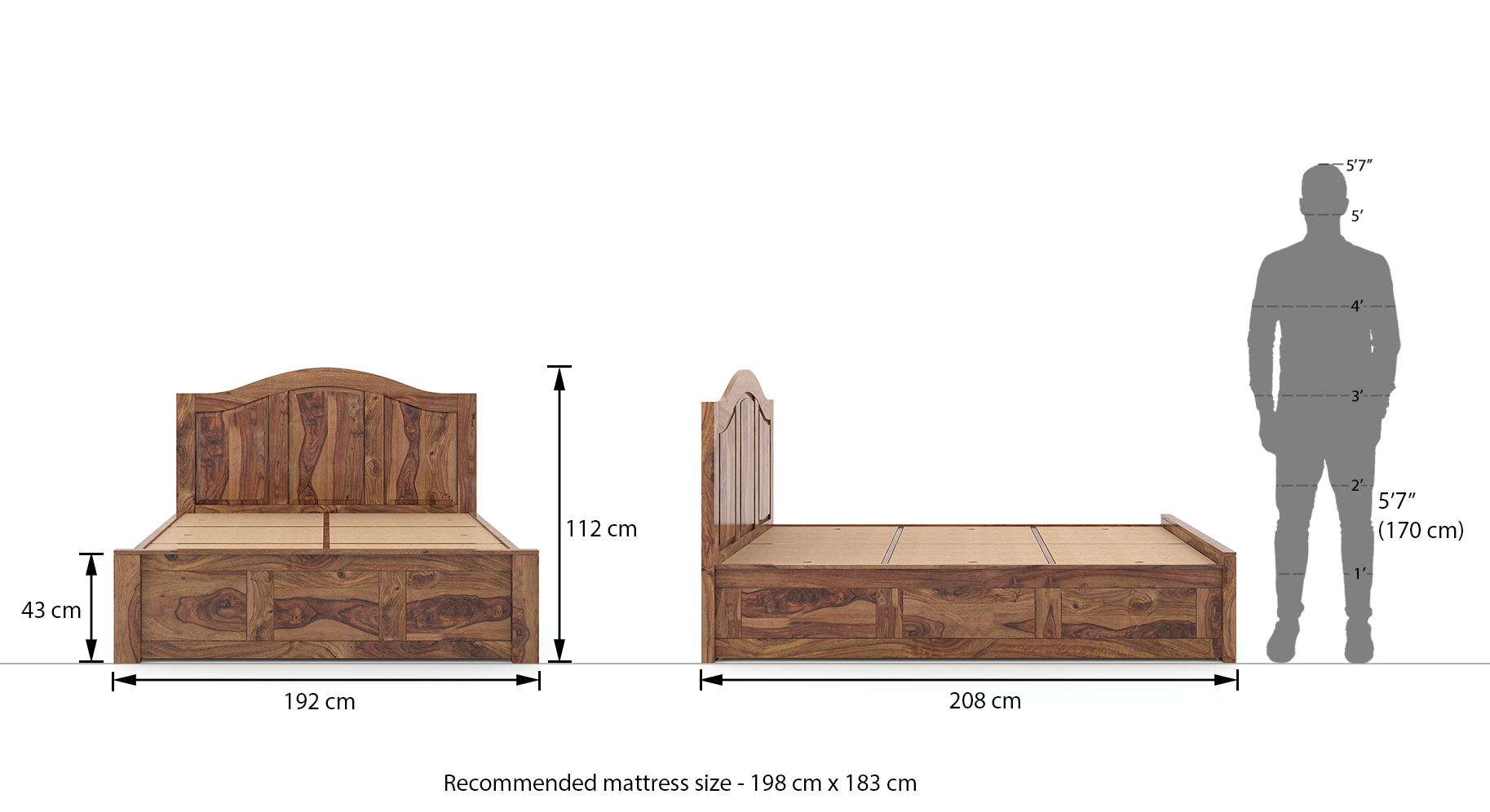 Ballito storage bed king finish teak 10