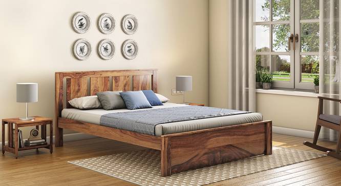 Durban Solid Wood Non Storage Bed (Teak Finish, King Bed Size) by Urban Ladder - Front View Design 1 - 633127
