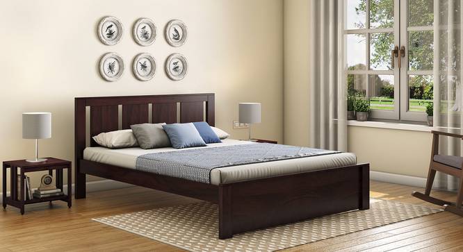 Durban Solid Wood Non Storage Bed (Mahogany Finish, King Bed Size) by Urban Ladder - Front View Design 1 - 633129