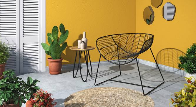 Hathwin Metal Outdoor Chair in Black Colour (Black) by Urban Ladder - Front View Design 1 - 633148
