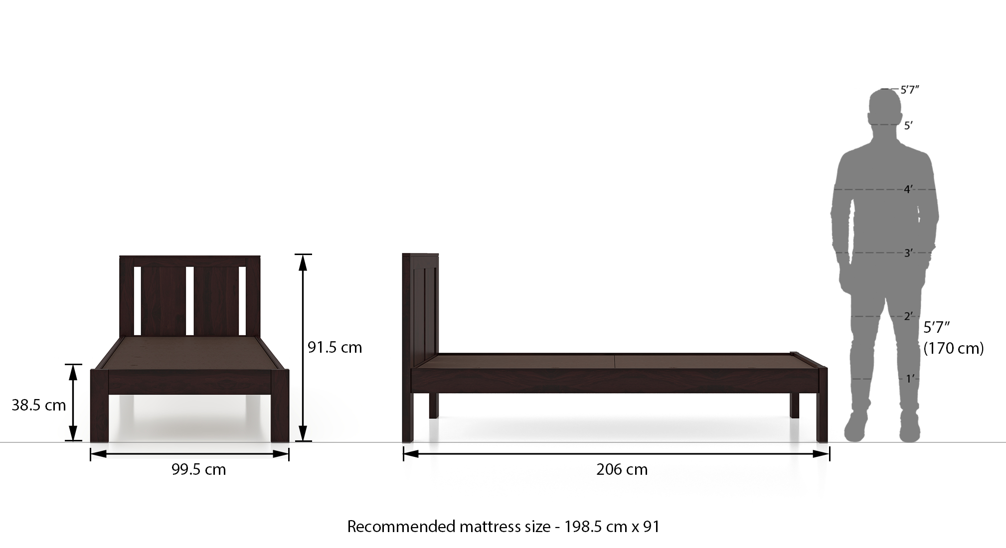 Durban non storage bed single finish mahogany 9