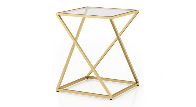 Laguine Metal Wood Side Table (Gold Finish) by Urban Ladder - Design 1 Side View - 633193