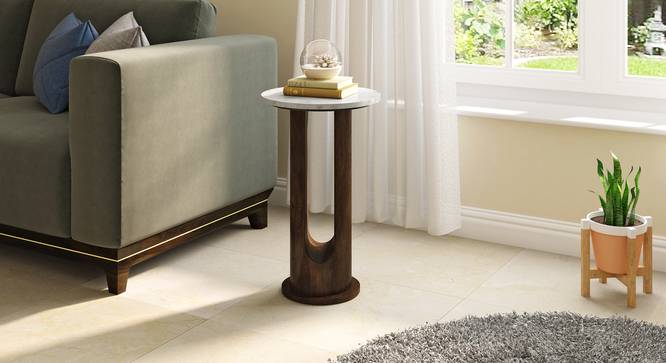 Orra Marble End Table in Mango Walnut Finish (Mango Walnut Finish) by Urban Ladder - Front View Design 1 - 633230