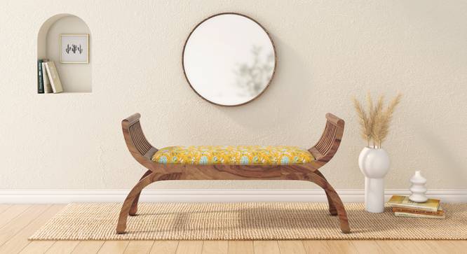 Magnolia Solid Wood Bench (Teak Finish, Yellow) by Urban Ladder - Front View Design 1 - 633231