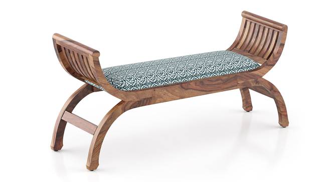 Magnolia Solid Wood Bench (Teak Finish, Blue & White) by Urban Ladder - Design 1 Side View - 633239