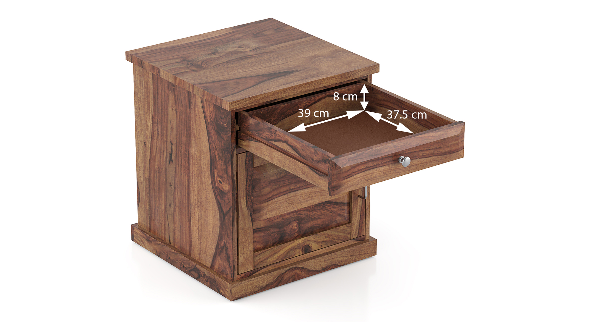 Petro Solid Wood Bedside Table in Teak Finish Urban Ladder
