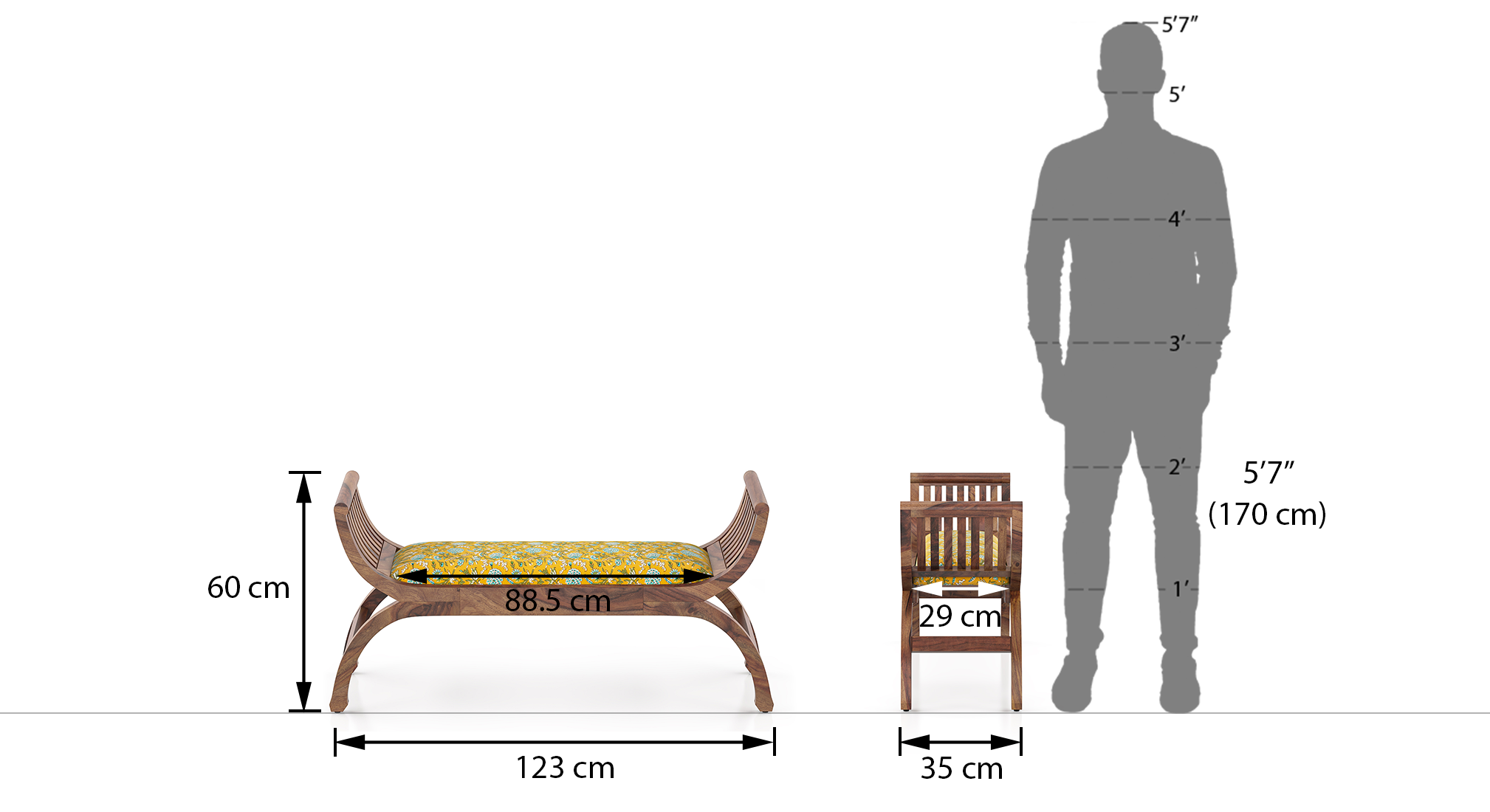 Magnolia bench finish teak fabric f 31 ic 9