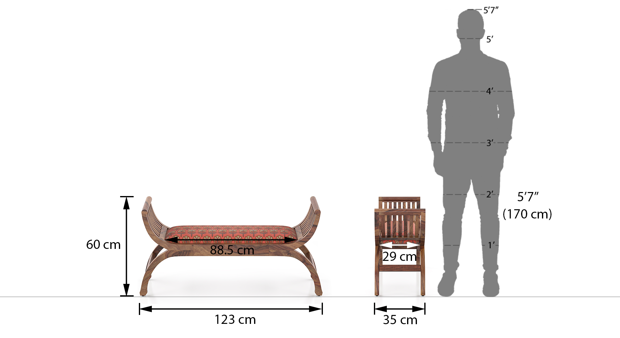 Magnolia bench finish teak fabric f 10 ic 9