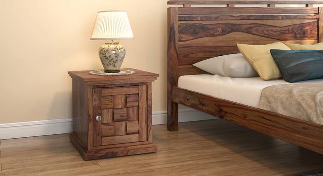 Weave Solid Wood Bedside Table (Teak Finish) by Urban Ladder - Front View Design 1 - 633303