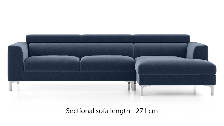 Chelsea Sectional Fabric Sofa (Lapis Blue) by Urban Ladder - - 