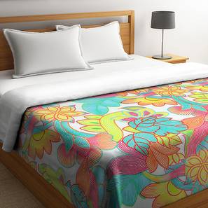 Home Decor In Bangalore Design Multicolor Floral 200 GSM Cotton King Size Quilt