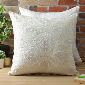 Home Decor In Patna Design Petit White Traditional 16x16 inches Natural Fiber Cushion Cover (White)