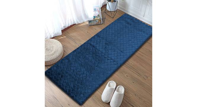 Charli Blue Solid Natural Fiber 59x24 inches Runner (Teal) by Urban Ladder - Front View Design 1 - 637492
