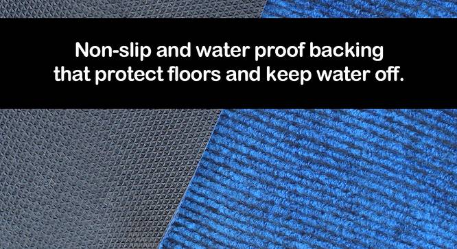 Sylvia Blue Solid Fabric 36x24 inches Anti skid Doormat (Blue, Medium Size) by Urban Ladder - Design 1 Side View - 638045