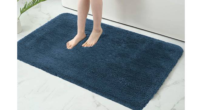 Kira Blue Solid Natural Fiber 35x24 inches Anti skid Doormat (Teal, Medium Size) by Urban Ladder - Front View Design 1 - 638087