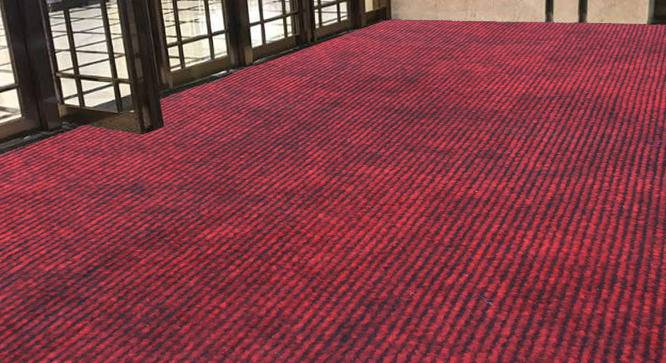 Emerie Maroon Solid Fabric 4x3 Ft Carpet (Maroon) by Urban Ladder - Design 1 Side View - 638315