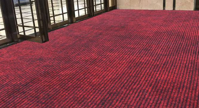 Ivory Maroon Solid Fabric 4x4 Ft Carpet (Maroon) by Urban Ladder - Design 1 Side View - 638316
