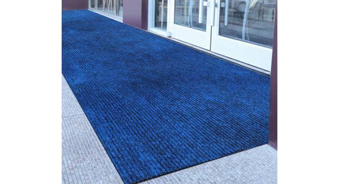 Aisha Blue Solid Fabric 14x4 Ft Carpet (Blue) by Urban Ladder - Front View Design 1 - 638675