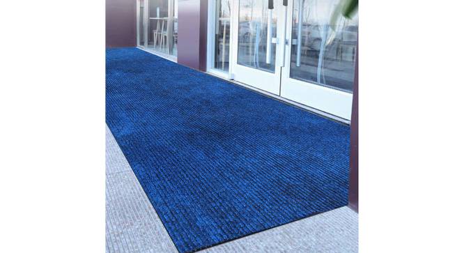 Charley Blue Solid Fabric 16x4 Ft Carpet (Blue) by Urban Ladder - Front View Design 1 - 638678
