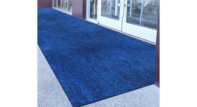 Adelina Blue Solid Fabric 18x4 Ft Carpet (Blue) by Urban Ladder - Front View Design 1 - 638682
