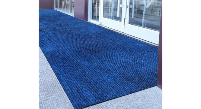 Monroe Blue Solid Fabric 20x4 Ft Carpet (Blue) by Urban Ladder - Front View Design 1 - 638685