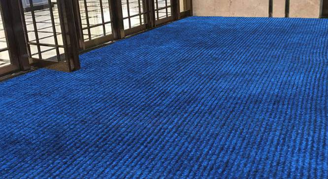 Aisha Blue Solid Fabric 14x4 Ft Carpet (Blue) by Urban Ladder - Design 1 Side View - 638687