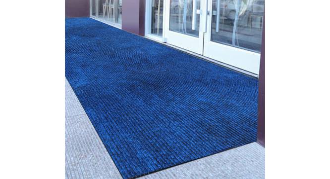 Hanna Blue Solid Fabric 7x4 Ft Carpet (Blue) by Urban Ladder - Front View Design 1 - 638691