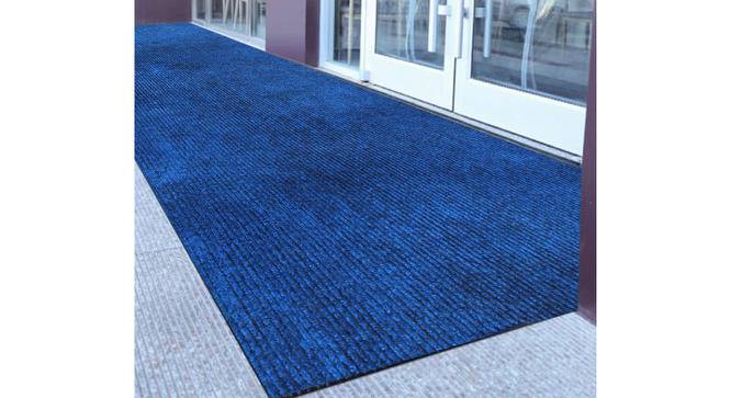 Kylee Blue Solid Fabric 12x4 Ft Carpet (Blue) by Urban Ladder - Front View Design 1 - 638698