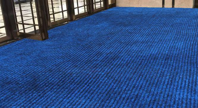 Aurelia Blue Solid Fabric 9x4 Ft Carpet (Blue) by Urban Ladder - Design 1 Side View - 638709