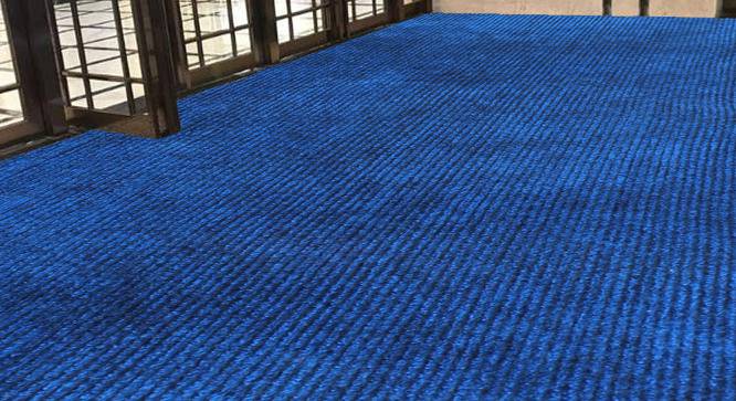 Colette Blue Solid Fabric 10x4 Ft Carpet (Blue) by Urban Ladder - Design 1 Side View - 638710