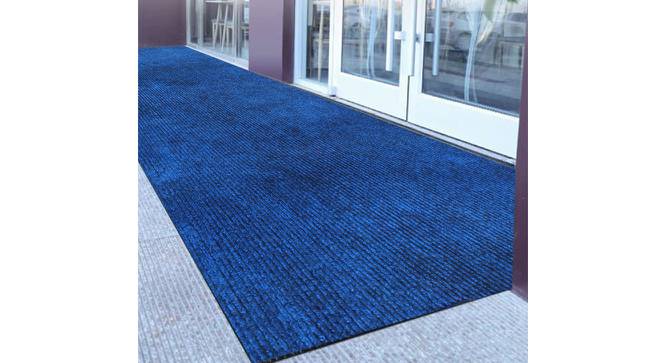 Imani Blue Solid Fabric 4x4 Ft Carpet (Blue) by Urban Ladder - Front View Design 1 - 638779
