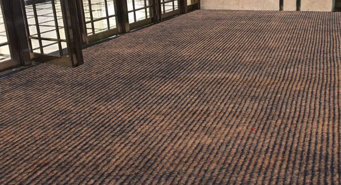 Dennis Beige Solid Fabric 7x4 Ft Carpet (Camel) by Urban Ladder - Design 1 Side View - 638925