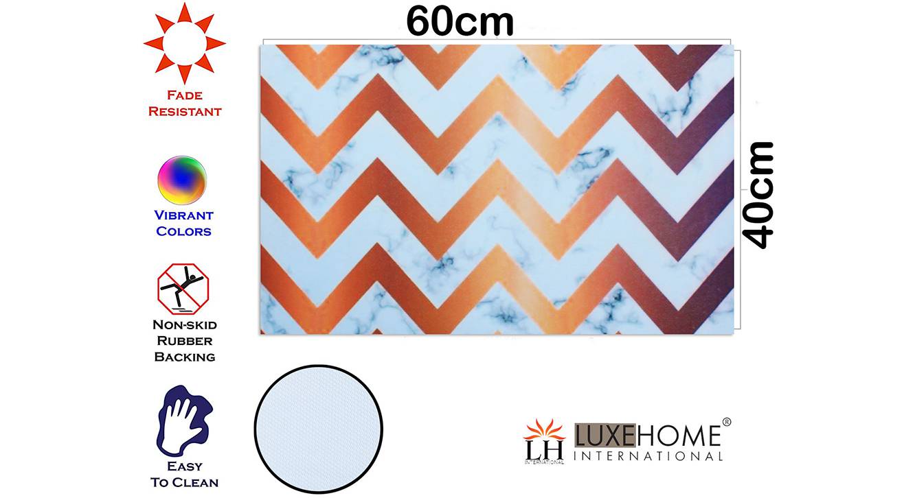 Red Abstract Rubber Wood Bath Mat Set of 1 Urban Ladder