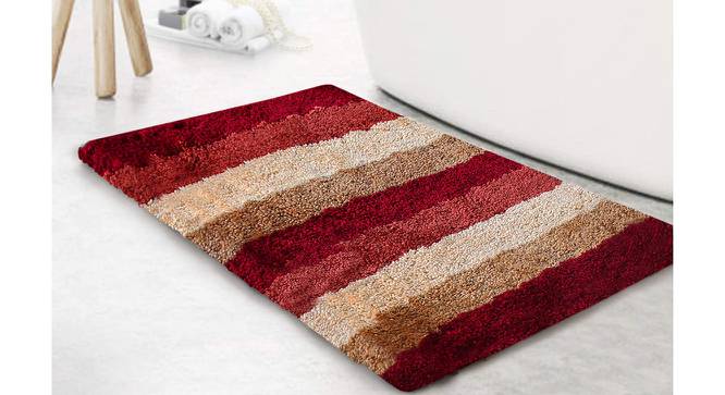 Vivienne Red Solid Natural Fiber 24x16 inches Anti-Skid Bath Mat (Cherry) by Urban Ladder - Front View Design 1 - 639081