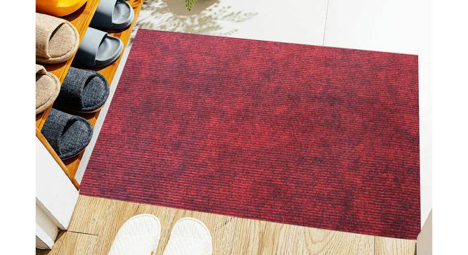 Gloria Maroon Solid Fabric 24x16 inches Anti-Skid Bath Mat (Maroon) by Urban Ladder - Front View Design 1 - 639152