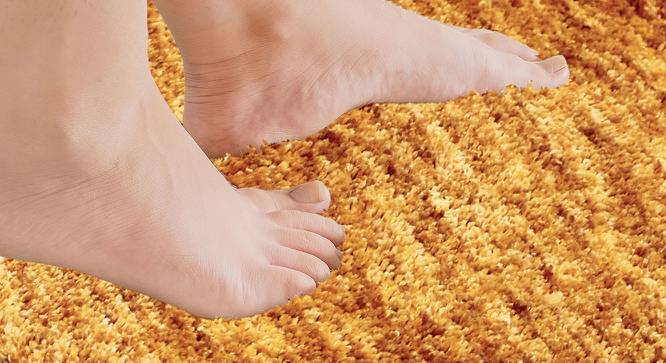 Jazmine Gold Solid Natural Fiber 24x16 inches Anti-Skid Bath Mat (Gold) by Urban Ladder - Ground View Design 1 - 639475