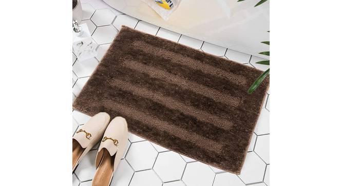 Vada Brown Solid Natural Fiber 24x16 inches Anti-Skid Bath Mat (Coffee) by Urban Ladder - Front View Design 1 - 639509