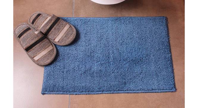 Theodora Blue Solid Natural Fiber 23x15 inches Anti-Skid Bath Mat (Blue) by Urban Ladder - Front View Design 1 - 639641