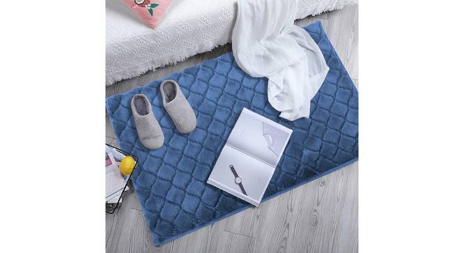 Noor Blue Solid Natural Fiber 30x18 inches Anti-Skid Bath Mat (Blue) by Urban Ladder - Front View Design 1 - 639644