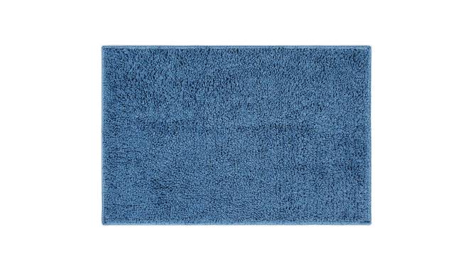 Theodora Blue Solid Natural Fiber 23x15 inches Anti-Skid Bath Mat (Blue) by Urban Ladder - Design 1 Side View - 639652