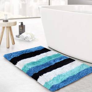 Decor Deals Under 500 Design Blue Solids Microfiber Bath Mat - Set of 1