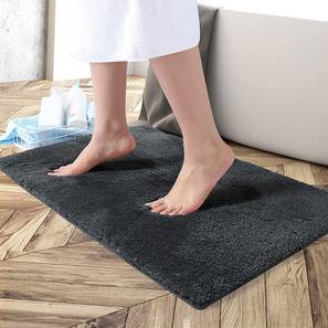 Black Solids Microfiber Bath Mat - Set of 1