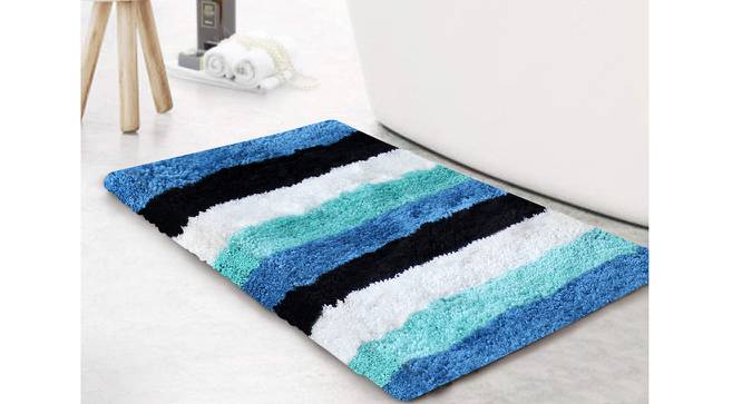 Brooklynn Blue Solid Natural Fiber 24x16 inches Anti-Skid Bath Mat (Blue) by Urban Ladder - Front View Design 1 - 639740