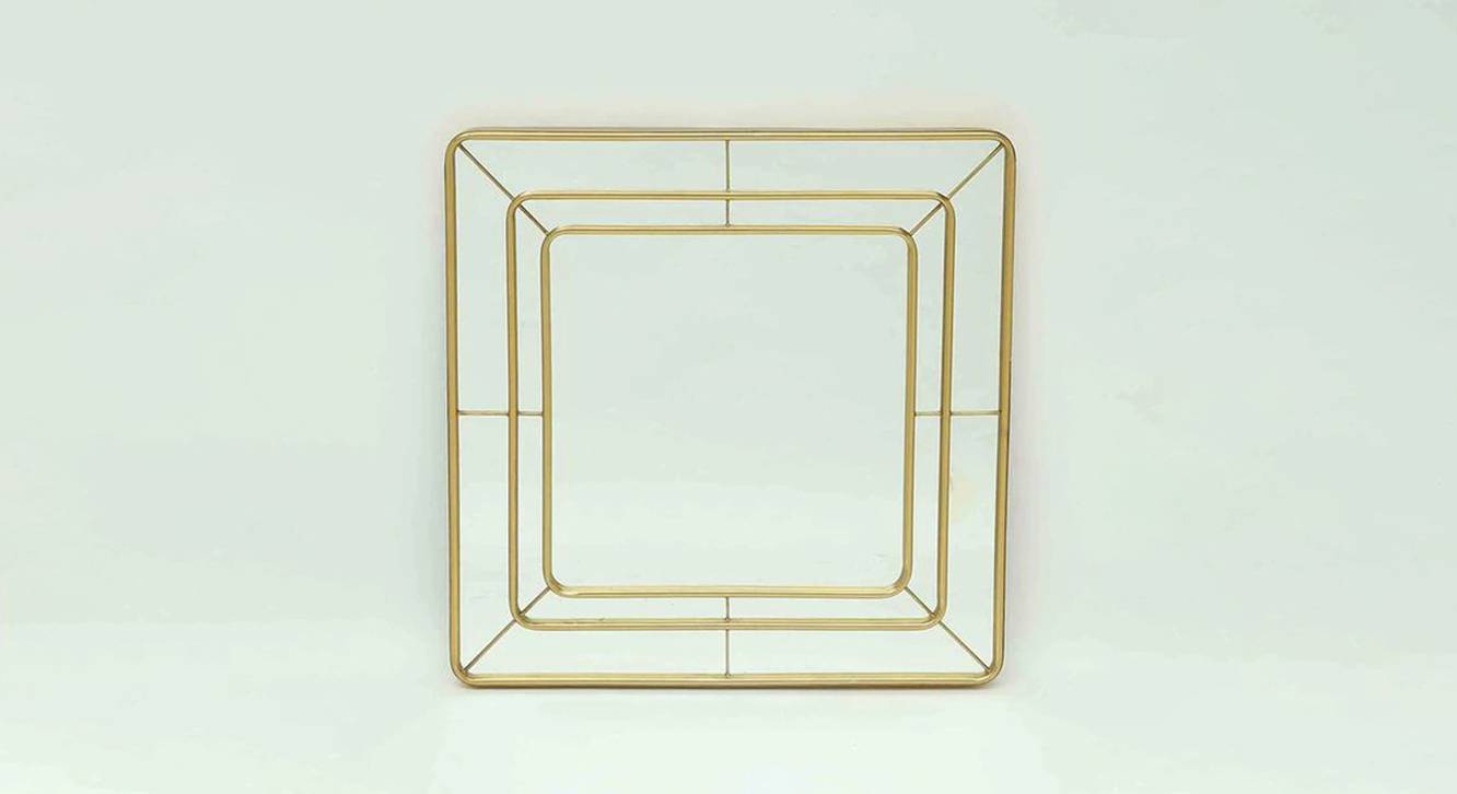 Gold Metal Square Wall Mirror Urban Ladder