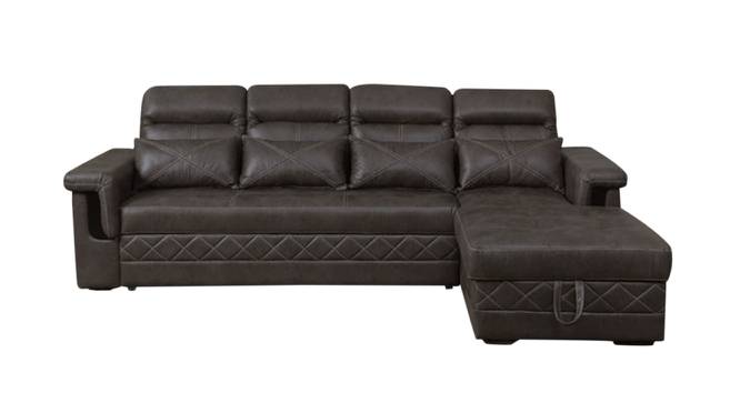 Swilion 3 Seater Leatherette RHS L Shape Sofa cum Bed (Brown) by Urban Ladder - Front View Design 1 - 643028