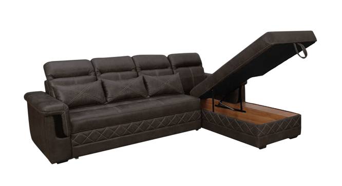 Swilion 3 Seater Leatherette RHS L Shape Sofa cum Bed (Brown) by Urban Ladder - Cross View Design 1 - 643041