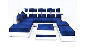 Stylino Sectional Fabric Sofa (Blue-Light Grey)