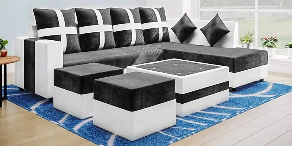 Stylino Sectional Fabric Sofa (Dark Grey-Light Grey) by Urban Ladder - - 